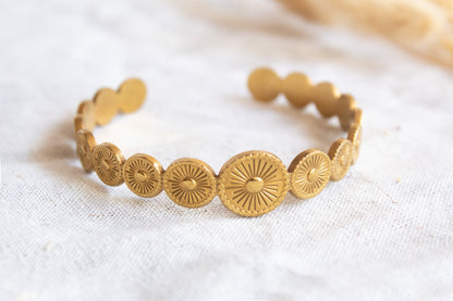 Gold Sun Temple Bangle