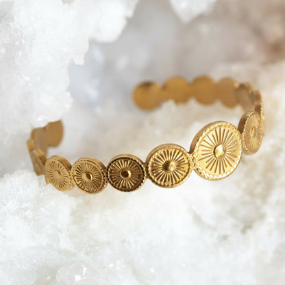 Gold Sun Temple Bangle