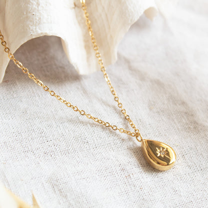 Gold Star Droplet Necklace