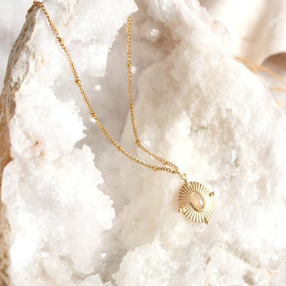 Gold Heart and Soul Necklace with sunburst pendant