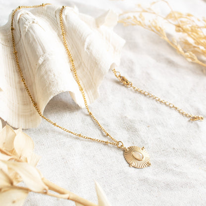 Gold Heart & Soul necklace with opal pendant